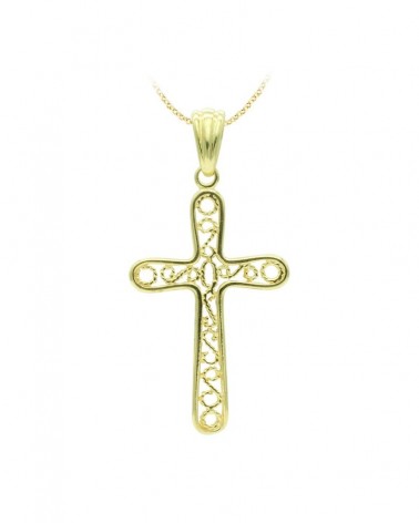 Cruz oro 18k amarillo filigrana sin Cristo 38x22mm