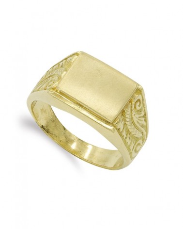 Sello oro 18k amarillo caballero rectangular grabable 12mm