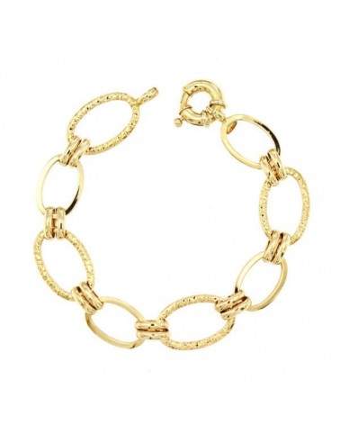 Pulsera oro 18k eslabones ovalados texturizados 19cm