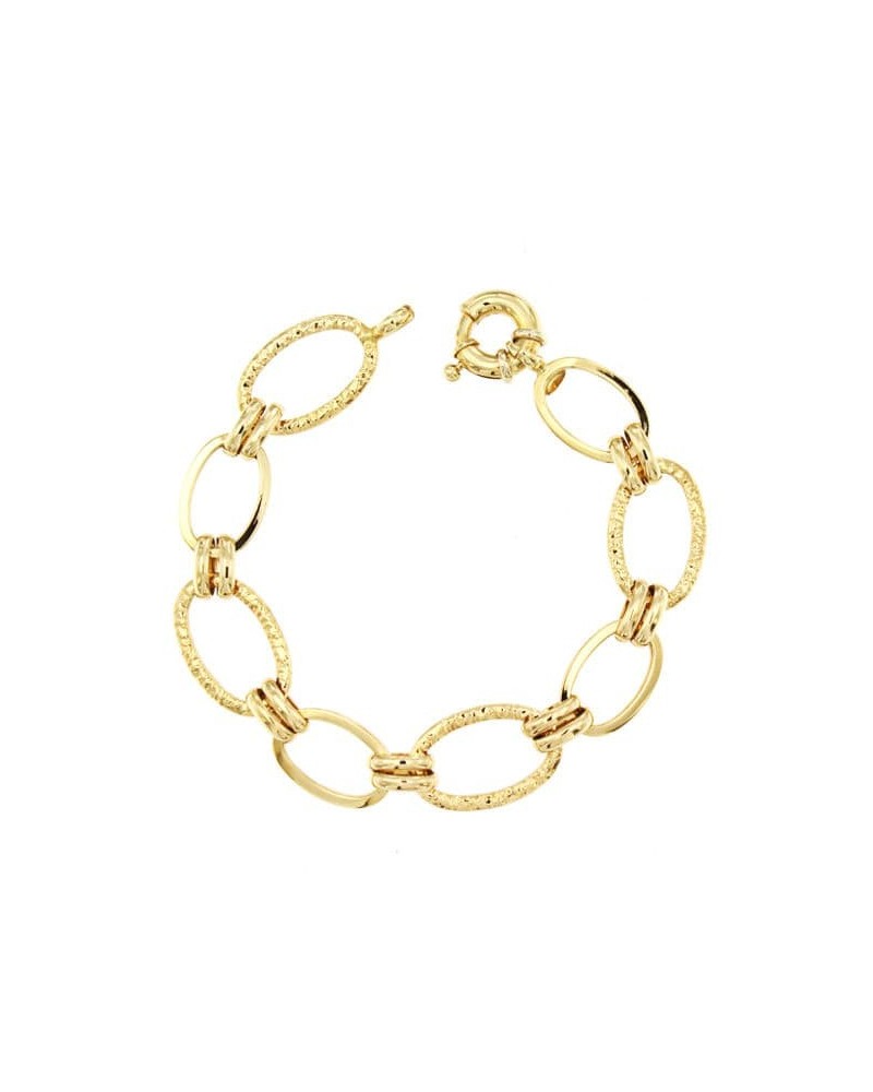 Pulsera oro 18k eslabones ovalados texturizados 19cm