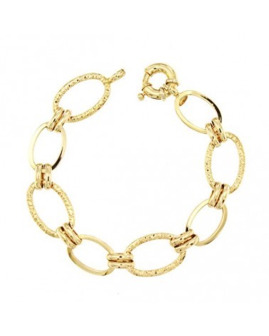 Pulsera oro 18k eslabones ovalados texturizados 19cm