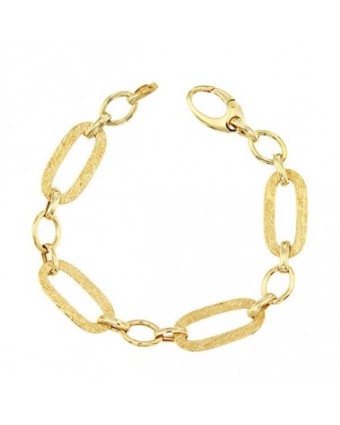 Pulsera oro 18k eslabones ovalados texturizados 19,5cm