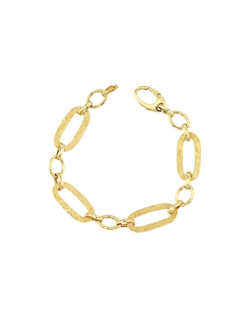 Pulsera oro 18k eslabones ovalados texturizados 19,5cm
