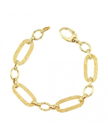 Pulsera oro 18k eslabones ovalados texturizados 19,5cm