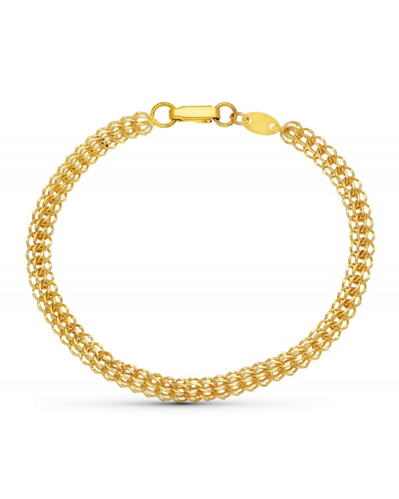 Pulsera oro 18k amarillo malla caracola