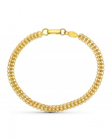 Pulsera oro 18k amarillo malla caracola