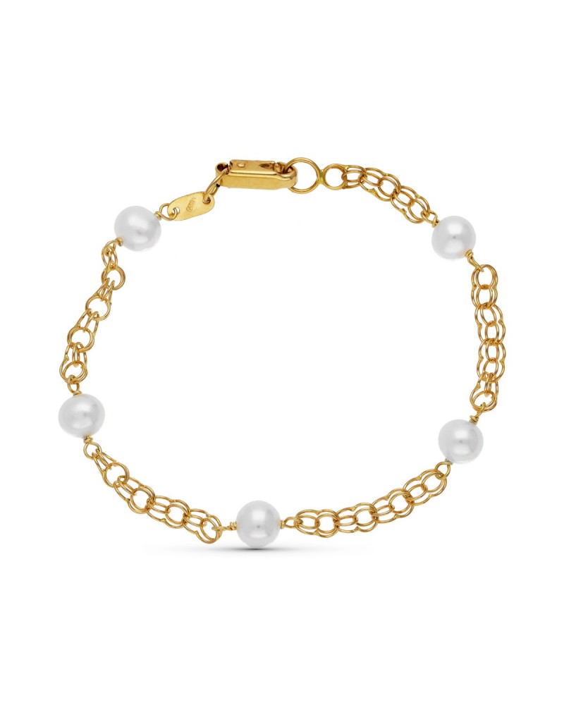 Pulsera oro 18k amarillo perla 16,5 cm