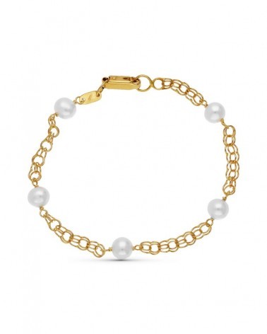 Pulsera oro 18k amarillo perla 16,5 cm
