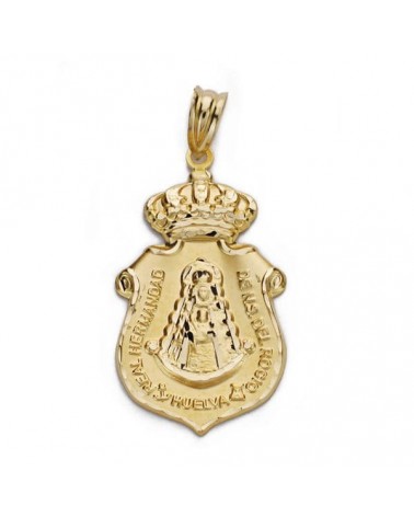 Colgante oro 18k Escudo Virgen del Rocío 30mm