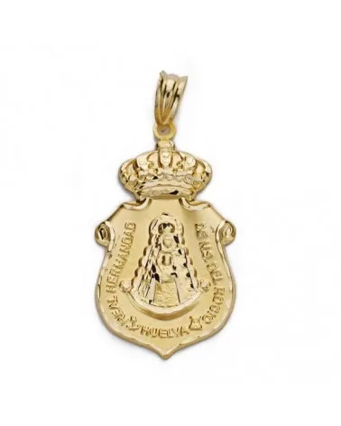 Colgante oro 18k Escudo Virgen del Rocío 30mm