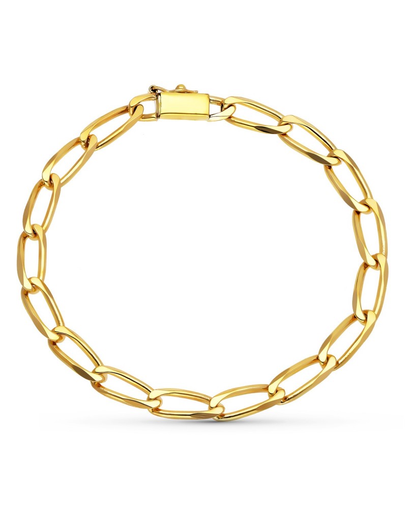 Pulsera oro 18k eslabones alargados 5mm 19cm