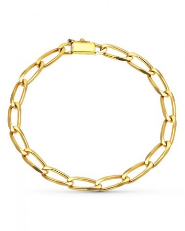 Pulsera oro 18k eslabones alargados 5mm 19cm