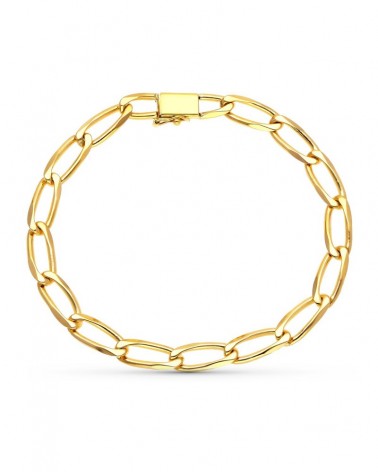 Pulsera oro 18k eslabones ovalados maciza 21cm