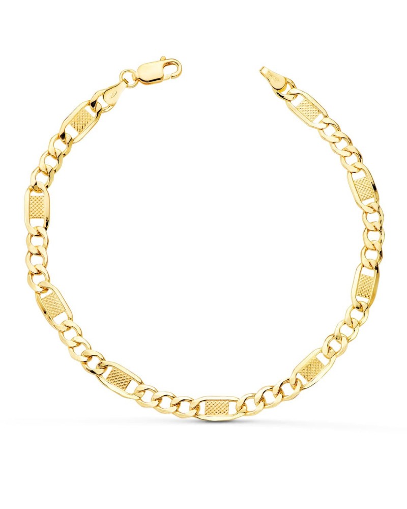 Pulsera oro 18k amarillo eslabones 3x1 19 cm