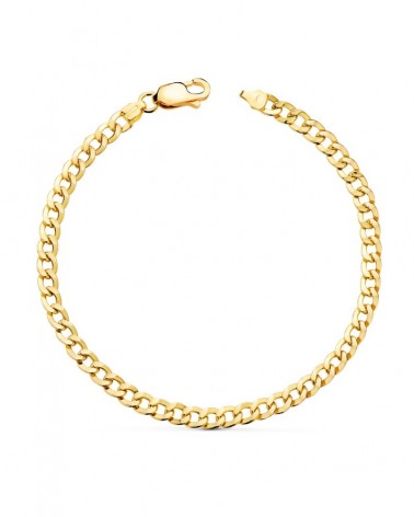 Pulsera oro 18k hombre barbada plana hueca 19cm