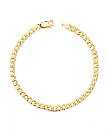 Pulsera oro 18k hombre barbada plana hueca 19cm