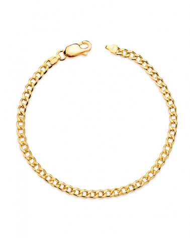 Pulsera oro amarillo 18k barbada hueca 19cm hombre