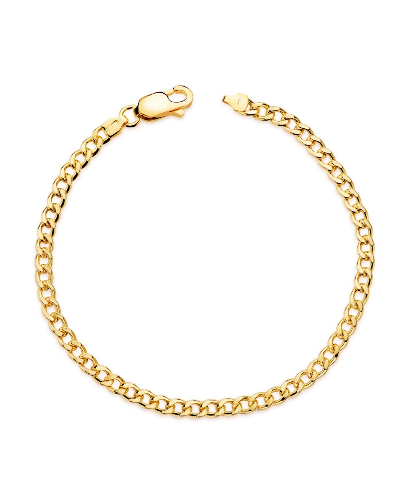 Pulsera oro amarillo 18k barbada hueca 19cm hombre