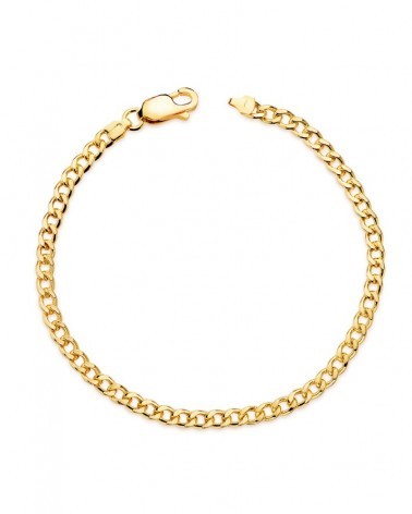 Pulsera oro amarillo 18k barbada hueca 19cm hombre