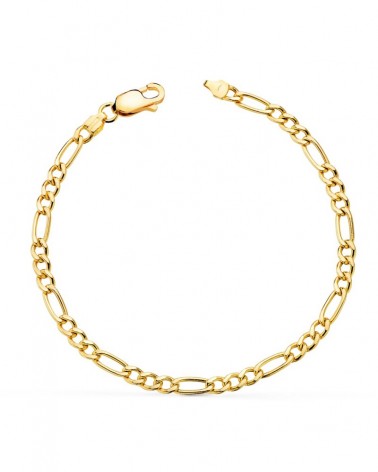 Pulsera oro 18k amarillo eslabón cartier 3x1 19cm
