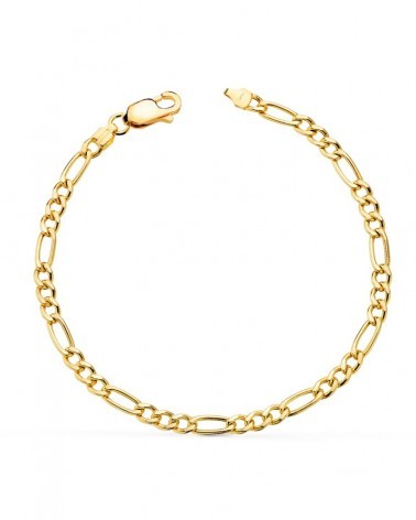 Pulsera oro 18k amarillo eslabón cartier 3x1 19cm
