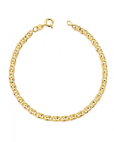 Pulsera oro 18k amarillo doble eslabón 19 cm