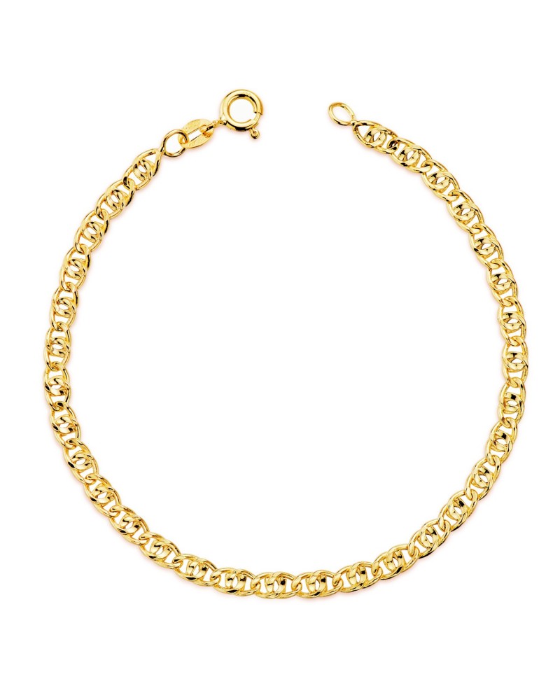 Pulsera oro 18k amarillo doble eslabón 19 cm