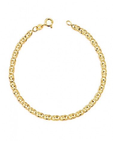 Pulsera oro 18k amarillo doble eslabón 19 cm