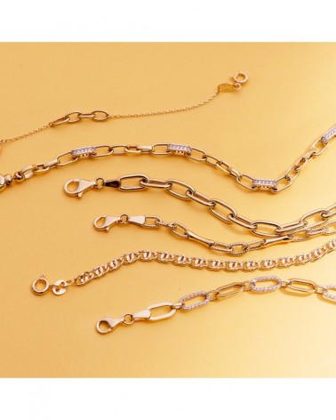 Pulsera oro 18k amarillo doble eslabón 19 cm