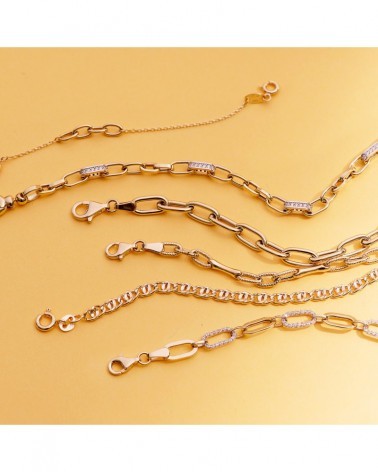 Pulsera oro 18k amarillo doble eslabón 19 cm