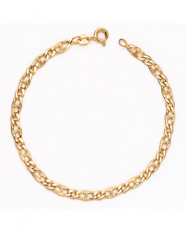 Pulsera oro 18k eslabón ancla barbado 19,5 cm