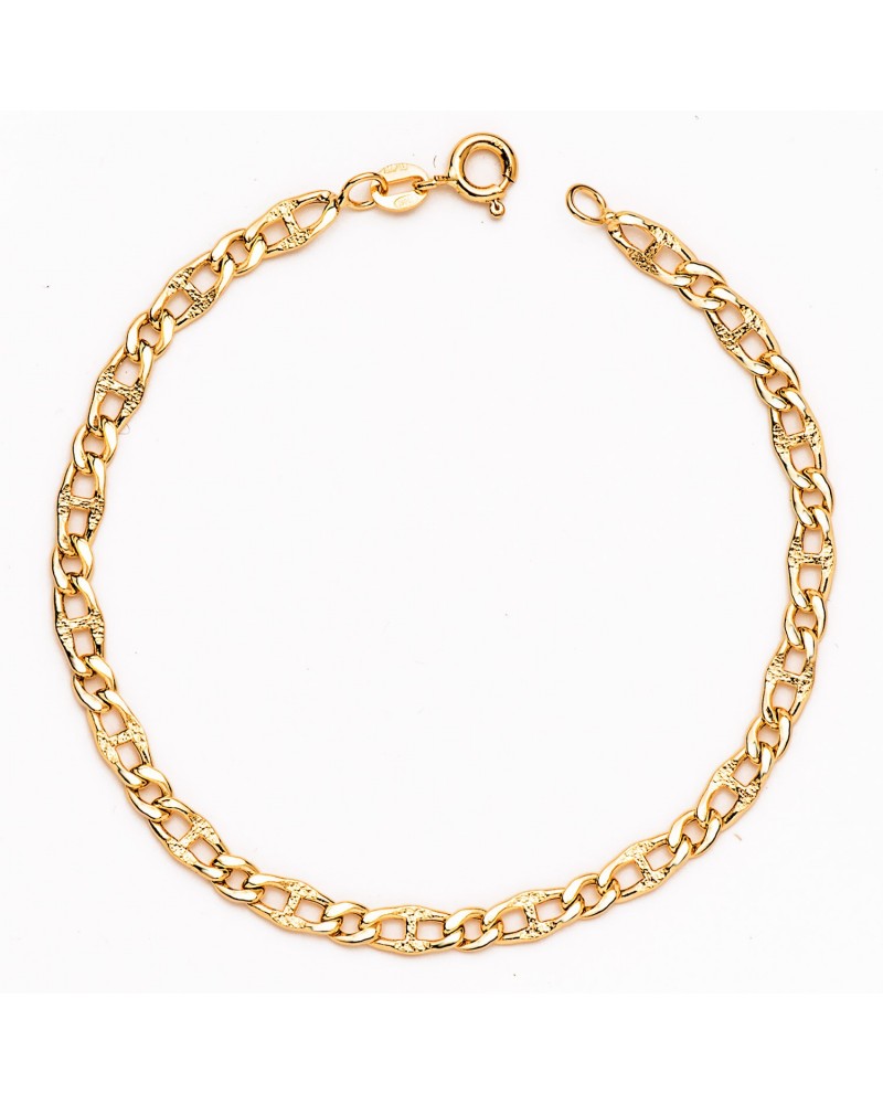 Pulsera oro 18k eslabón ancla barbado 19,5 cm