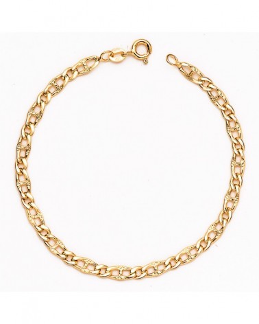 Pulsera oro 18k eslabón ancla barbado 19,5 cm