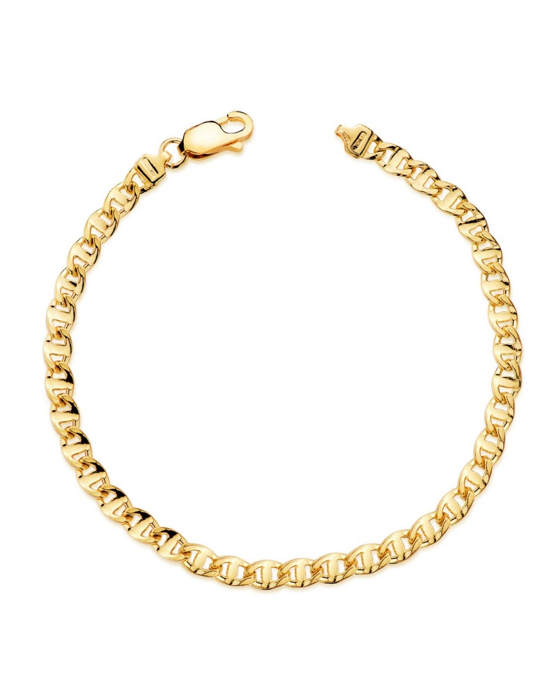 Pulsera oro 18k eslabón ancla tallado 4mm 19,5cm