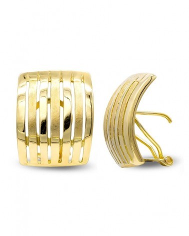 Pendientes oro 18k amarillo mate y brillo cierre omega