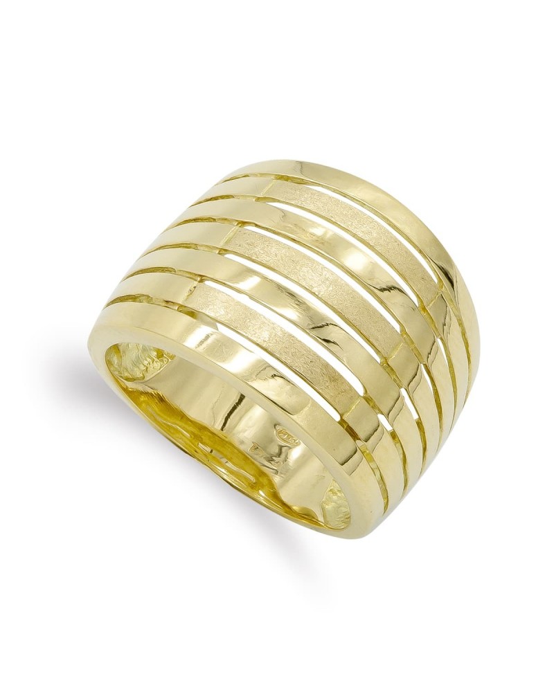 Sortija oro 18k amarillo zafiro diseño calado 16mm