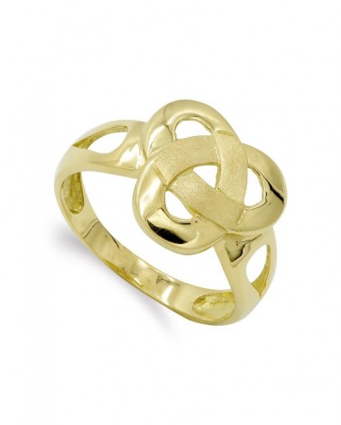 Sortija oro amarillo 18k hojas entrelazadas 14,5mm