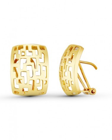 Pendientes oro 18k calados cierre omega