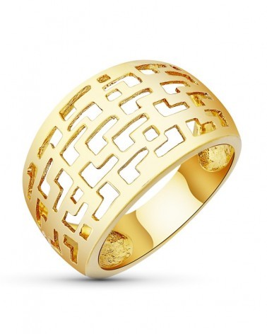 Sortija oro 18k amarillo motivos calados ancho 14mm