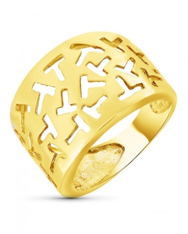 Sortija oro 18k calado motivos geométricos 15mm