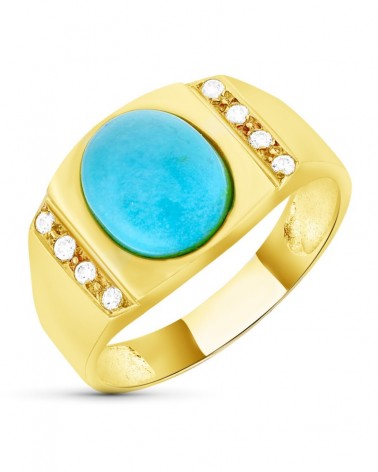 Sortija oro 18k turquesa oval circonitas