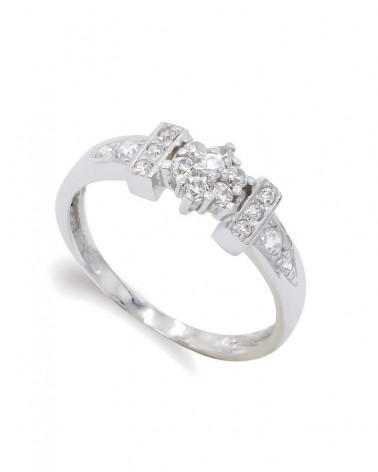 Sortija oro blanco 18k con diamantes 6,5mm