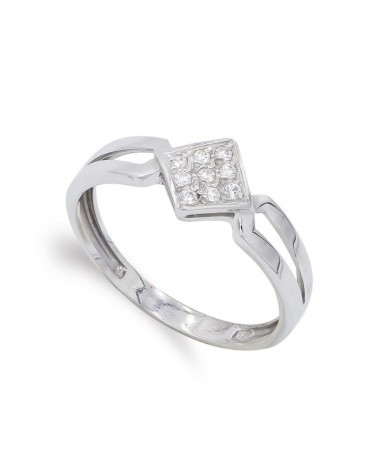 Sortija oro blanco 18k circonitas cuadrado 7,5mm