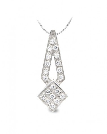 Gargantilla oro blanco 18k circonitas diseño rombo