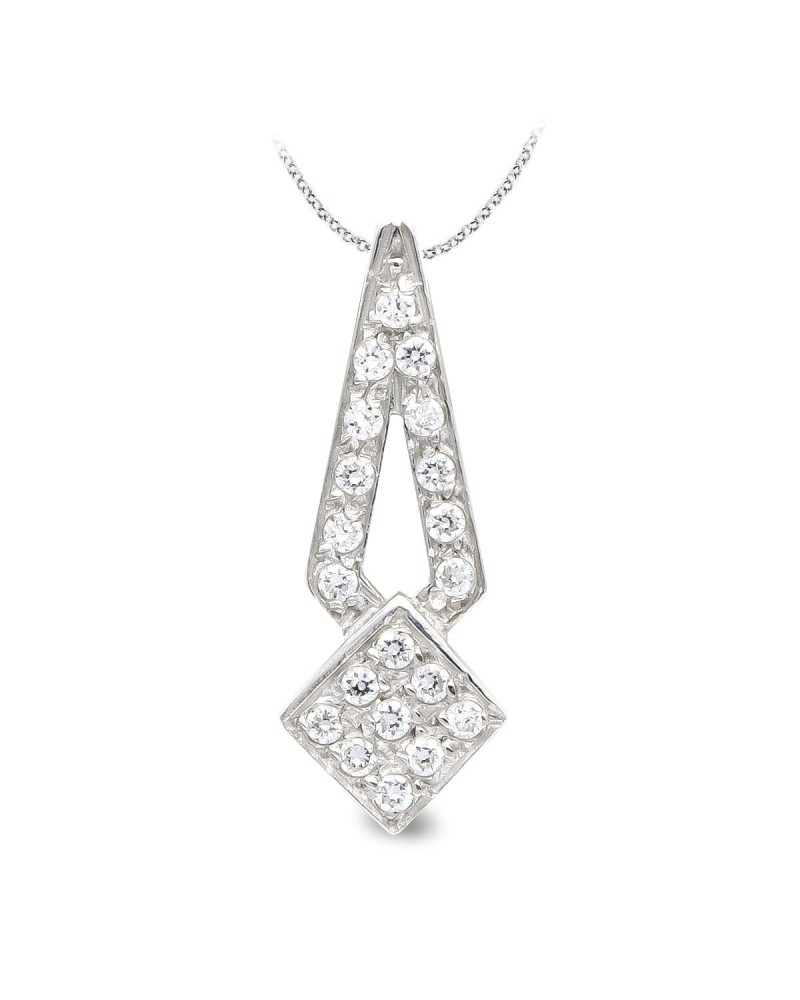 Gargantilla oro blanco 18k circonitas diseño rombo