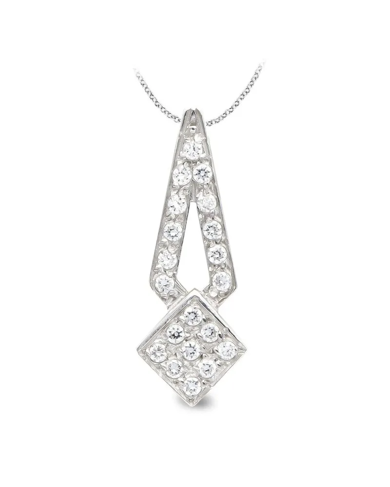 Gargantilla oro blanco 18k circonitas diseño rombo