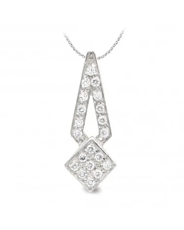 Gargantilla oro blanco 18k circonitas diseño rombo