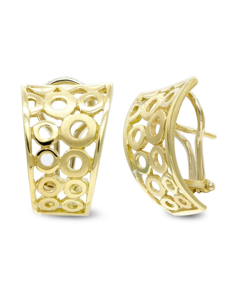 Pendientes oro 18k círculos calados cierre omega