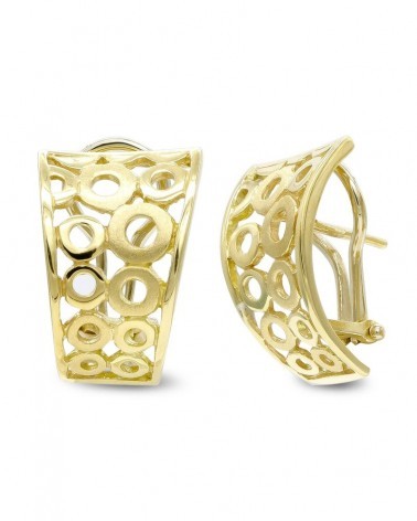Pendientes oro 18k círculos calados cierre omega