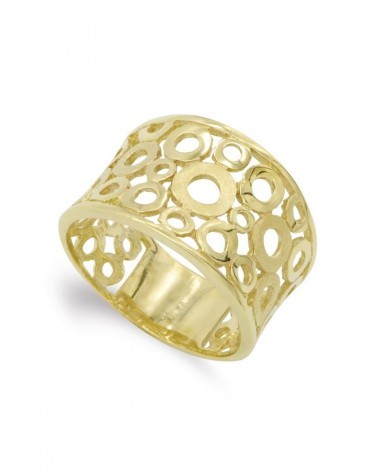 Sortija oro 18k amarillo calados circulares 14mm